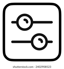 Editable vector slider setting configuration icon. Black, line style, transparent white background. Part of a big icon set family. Perfect for web and app interfaces, presentations, infographics, etc