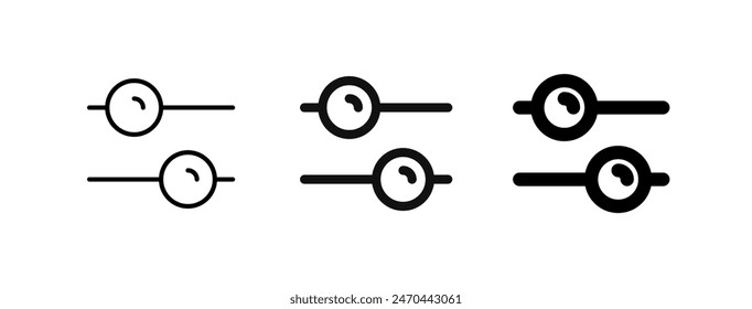 Icono de configuración de configuración de control deslizante de Vector editable. Negro, estilo de línea, fondo blanco transparente. Parte de una gran familia de iconos. Perfecto para interfaces de Web y App, presentaciones, infografías, etc