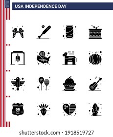 Editable Vector Solid Glyph Pack of USA Day 16 Simple Solid Glyphs of st; irish; usa; instrument; cola Editable USA Day Vector Design Elements