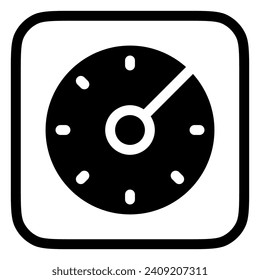 Editable vector speedometer icon. Black, line style, transparent white background. Part of a big icon set family. Perfect for web and app interfaces, presentations, infographics, etc