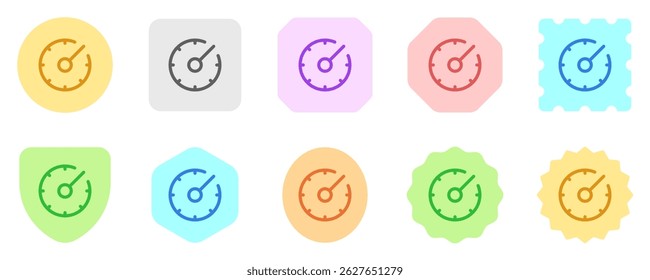 Editable vector speedometer icon. Black, line style, transparent white background. Part of a big icon set family. Perfect for web and app interfaces, presentations, infographics, etc