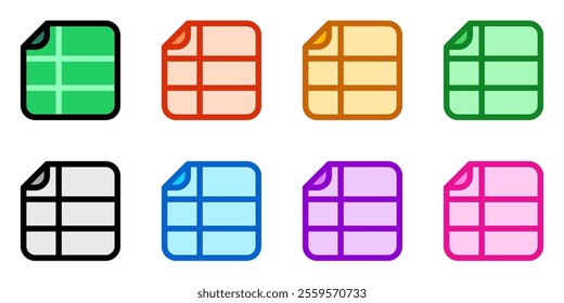 Editable vector spreadsheet file icon. Black, line style, transparent white background. Part of a big icon set family. Perfect for web and app interfaces, presentations, infographics, etc