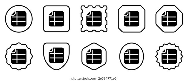 Editable vector spreadsheet file icon. Black, line style, transparent white background. Part of a big icon set family. Perfect for web and app interfaces, presentations, infographics, etc