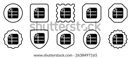 Editable vector spreadsheet file icon. Black, line style, transparent white background. Part of a big icon set family. Perfect for web and app interfaces, presentations, infographics, etc