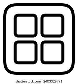 Editable vector square grid icon. Black, line style, transparent white background. Part of a big icon set family. Perfect for web and app interfaces, presentations, infographics, etc