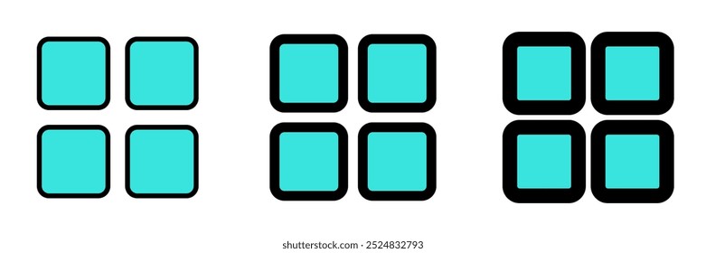 Editable vector square grid icon. Black, line style, transparent white background. Part of a big icon set family. Perfect for web and app interfaces, presentations, infographics, etc