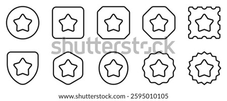 Editable vector star favorite bookmark icon. Black, line style, transparent white background. Part of a big icon set family. Perfect for web and app interfaces, presentations, infographics, etc