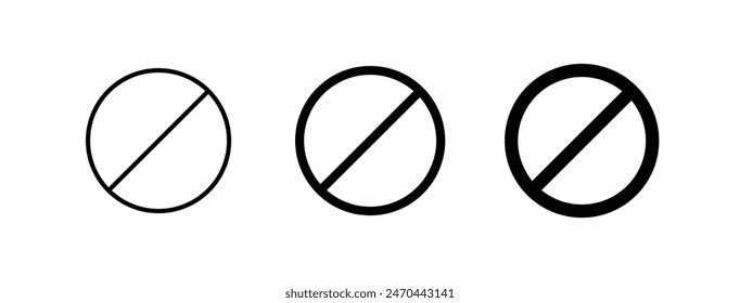 Editable vector stop prohibitions block icon. Black, line style, transparent white background. Part of a big icon set family. Perfect for web and app interfaces, presentations, infographics, etc