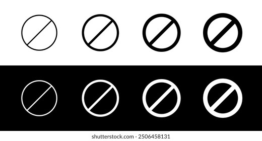 Editable vector stop prohibitions block icon. Black, line style, transparent white background. Part of a big icon set family. Perfect for web and app interfaces, presentations, infographics, etc