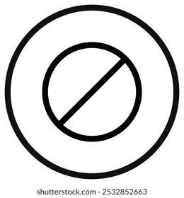 Editable vector stop prohibitions block icon. Black, line style, transparent white background. Part of a big icon set family. Perfect for web and app interfaces, presentations, infographics, etc