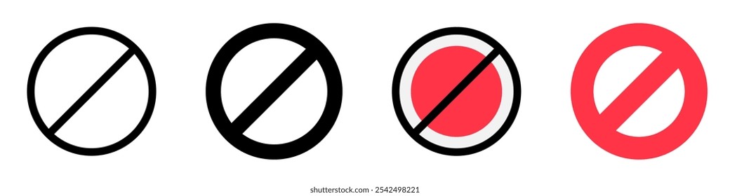 Editable vector stop prohibitions block icon. Black, line style, transparent white background. Part of a big icon set family. Perfect for web and app interfaces, presentations, infographics, etc