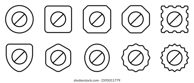 Editable vector stop prohibitions block icon. Black, line style, transparent white background. Part of a big icon set family. Perfect for web and app interfaces, presentations, infographics, etc
