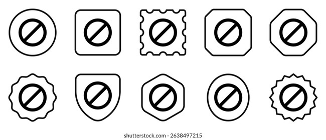 Editable vector stop prohibitions block icon. Black, line style, transparent white background. Part of a big icon set family. Perfect for web and app interfaces, presentations, infographics, etc