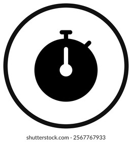 Editable vector stopwatch timer icon. Black, line style, transparent white background. Part of a big icon set family. Perfect for web and app interfaces, presentations, infographics, etc