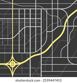 Editable vector street map of town as seamless pattern. Vector illustration. Vector city map with roads.  Town streets. Abstract transportation scheme. Drawing scheme town, white line road.