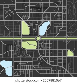 Editable vector street map of town as seamless pattern. Vector illustration. Vector city map with roads. Town streets. Abstract transportation scheme. Drawing scheme town, white line road.