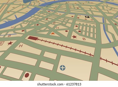 Editable vector streetmap of a generic city with no names