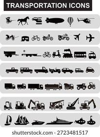 editable vector stroke transportation icons