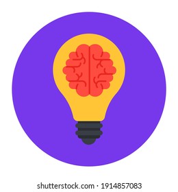 
Editable vector style of brain inside bulb, brainstorming concept 