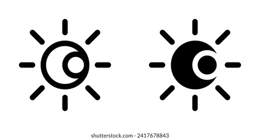 Editable vector sun and moon icon. Black, line style, transparent white background. Part of a big icon set family. Perfect for web and app interfaces, presentations, infographics, etc