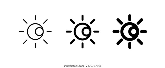 Editable vector sun and moon icon. Black, line style, transparent white background. Part of a big icon set family. Perfect for web and app interfaces, presentations, infographics, etc