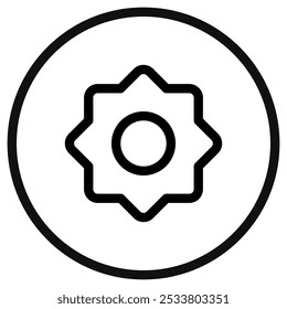 Editable vector sun, screen brightness icon. Black, line style, transparent white background. Part of a big icon set family. Perfect for web and app interfaces, presentations, infographics, etc