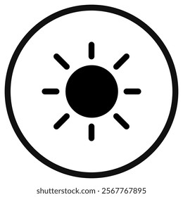 Editable vector sun sunlight icon. Black, line style, transparent white background. Part of a big icon set family. Perfect for web and app interfaces, presentations, infographics, etc