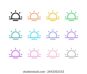 Editable vector sunrise icon. Black, line style, transparent white background. Part of a big icon set family. Perfect for web and app interfaces, presentations, infographics, etc