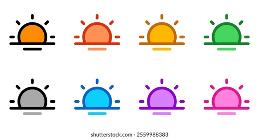 Editable vector sunrise icon. Black, line style, transparent white background. Part of a big icon set family. Perfect for web and app interfaces, presentations, infographics, etc