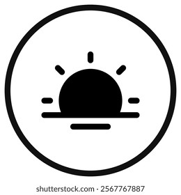 Editable vector sunrise icon. Black, line style, transparent white background. Part of a big icon set family. Perfect for web and app interfaces, presentations, infographics, etc