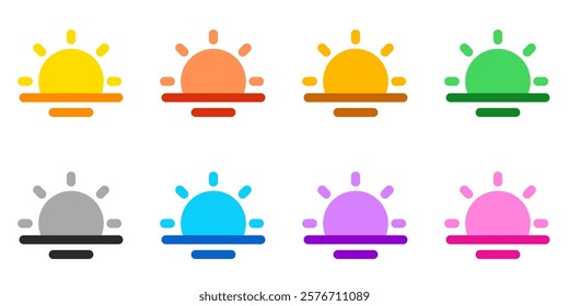 Editable vector sunrise icon. Black, line style, transparent white background. Part of a big icon set family. Perfect for web and app interfaces, presentations, infographics, etc