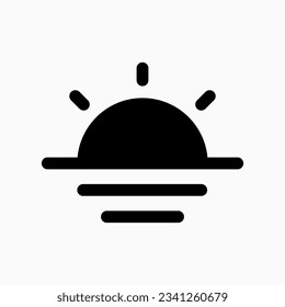 Editable vector sunset icon. Black, line style, transparent white background. Part of a big icon set family. Perfect for web and app interfaces, presentations, infographics, etc