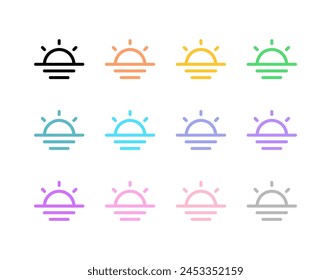 Editable vector sunset icon. Black, line style, transparent white background. Part of a big icon set family. Perfect for web and app interfaces, presentations, infographics, etc