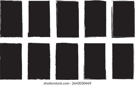 Editable vector swatches with artistic brush stroke edges and colorful rectangular shapes for creative and digital artwork uses.