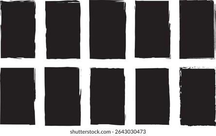 Editable vector swatches with artistic brush stroke edges and colorful rectangular shapes for creative and digital artwork uses.