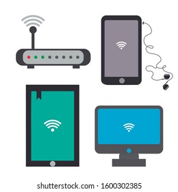 Editable vector. Symbols of electronic devices, computer, mobile, tablet and camera. 