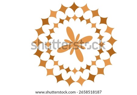 Editable Vector Symmetrical Orange Mandala with Petal and Star Layers – Abstract Floral Radial Pattern for Modern Art, Digital Decor, and Background Design