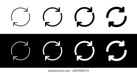 Editable vector sync arrows icon. Black, line style, transparent white background. Part of a big icon set family. Perfect for web and app interfaces, presentations, infographics, etc