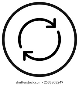 Editable vector sync arrows icon. Black, line style, transparent white background. Part of a big icon set family. Perfect for web and app interfaces, presentations, infographics, etc