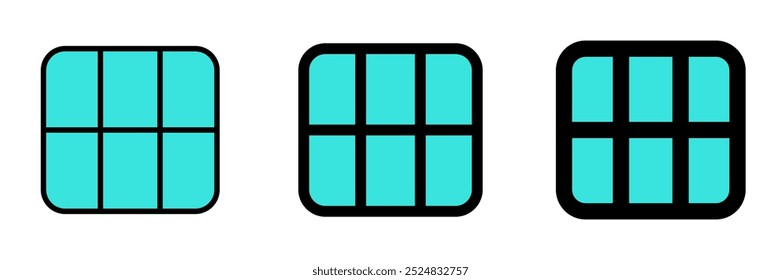 Editable vector table grid view icon. Black, line style, transparent white background. Part of a big icon set family. Perfect for web and app interfaces, presentations, infographics, etc