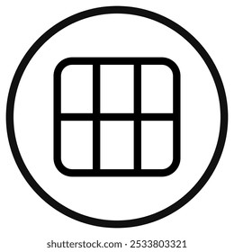 Ícone de exibição de grade de tabela de vetor editável. Preto, estilo de linha, fundo branco transparente. Parte de uma grande família de conjuntos de ícones. Perfeito para interfaces web e app, apresentações, infográficos, etc