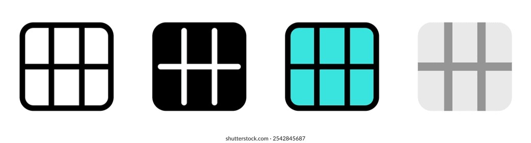 Editable vector table grid view icon. Black, line style, transparent white background. Part of a big icon set family. Perfect for web and app interfaces, presentations, infographics, etc