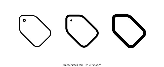 Editable vector tag price label icon. Black, line style, transparent white background. Part of a big icon set family. Perfect for web and app interfaces, presentations, infographics, etc