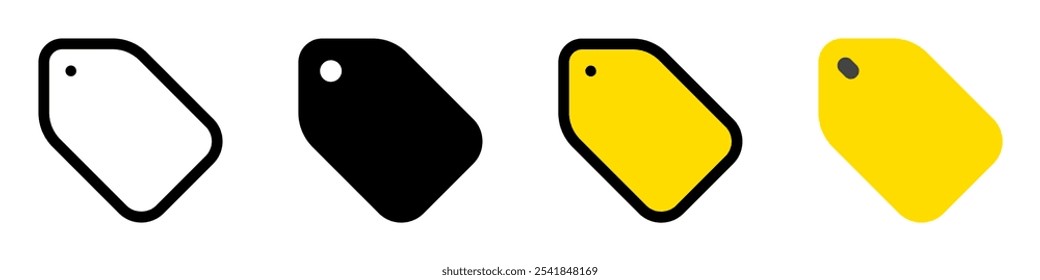 Ícono de etiqueta de Vector editable Precio de etiqueta. Negro, estilo de línea, fondo blanco transparente. Parte de una gran familia de iconos. Perfecto para interfaces de Web y App, presentaciones, infografías, etc