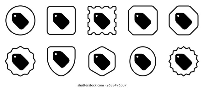Editable vector tag price label icon. Black, line style, transparent white background. Part of a big icon set family. Perfect for web and app interfaces, presentations, infographics, etc