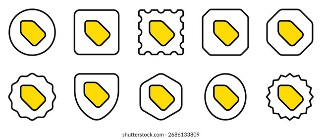 Editable vector tag price label icon. Black, line style, transparent white background. Part of a big icon set family. Perfect for web and app interfaces, presentations, infographics, etc