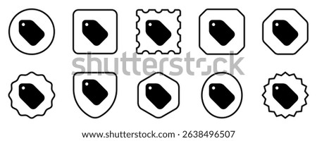 Editable vector tag price label icon. Black, line style, transparent white background. Part of a big icon set family. Perfect for web and app interfaces, presentations, infographics, etc