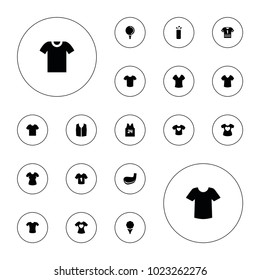 Editable vector tee icons: shirt, t-shirt, golf on white background.