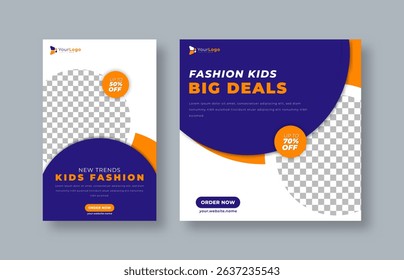 Editable Vector Template for Baby and Kids Fashion Sale – Clothing Discount Banner for Boutique, Store, and Social Media Post