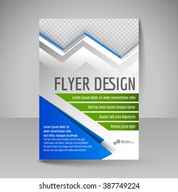 Editable vector template of flyer for business brochure, presentation, website, magazine cover. Blue and green colors.